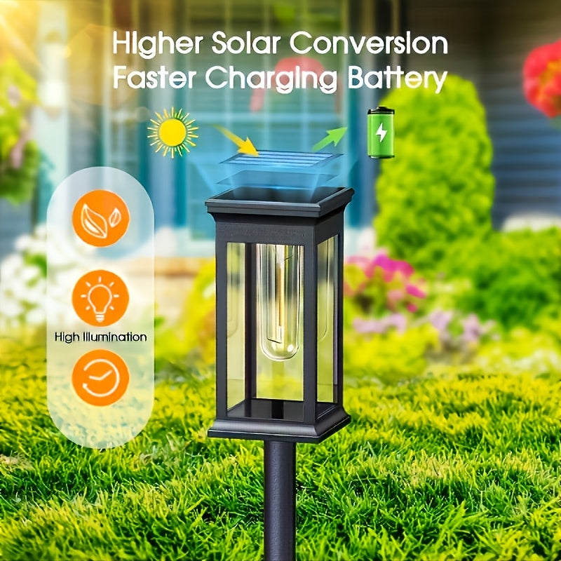 Lot de 4 lanternes solaires carrées à hauteur réglable, 29 à 58 cm