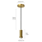 Suspension douille dorée brossée, câble 120 cm et rosace Ø 12 cm