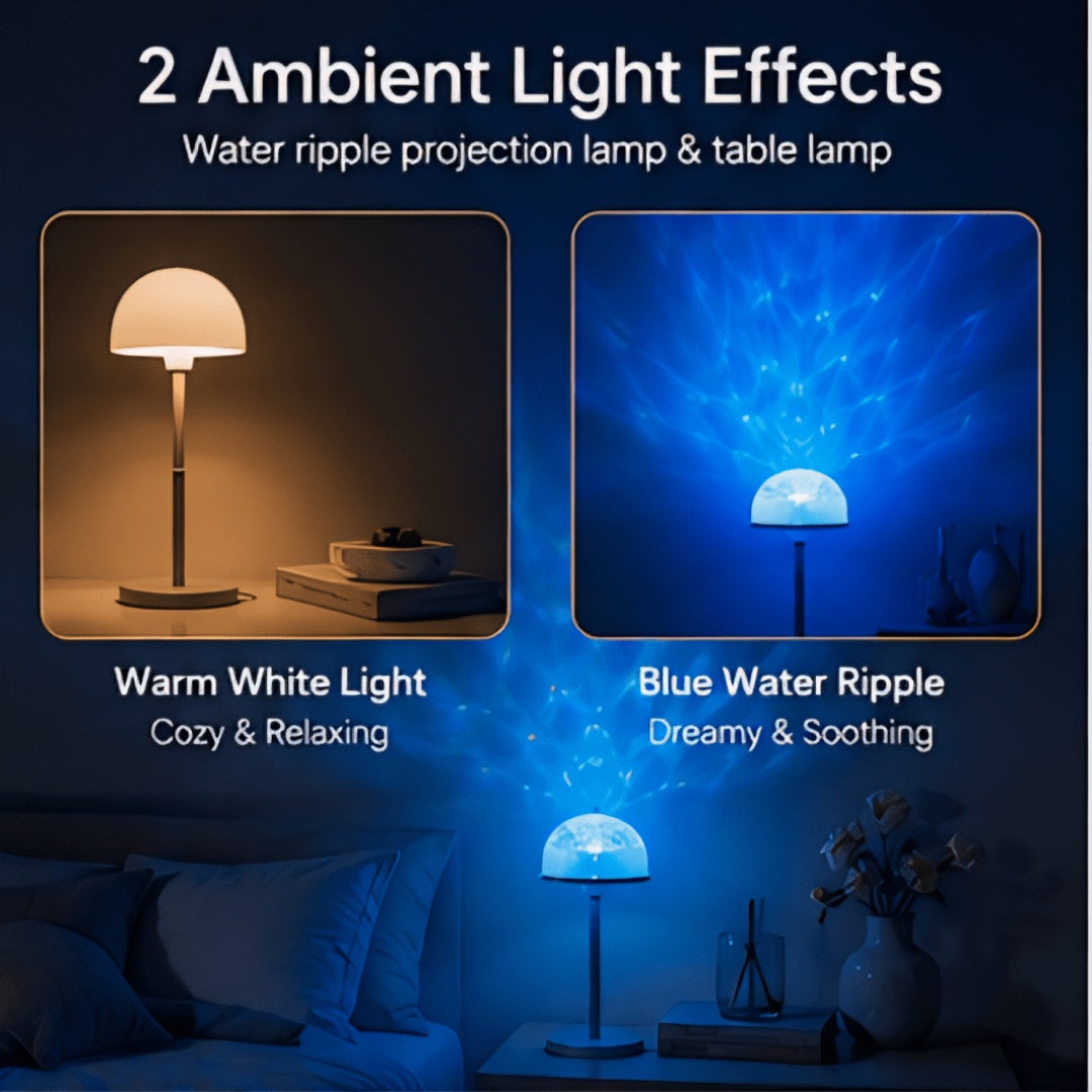Lampe LED projecteur de reflets d'eau, dôme amovible sans fil