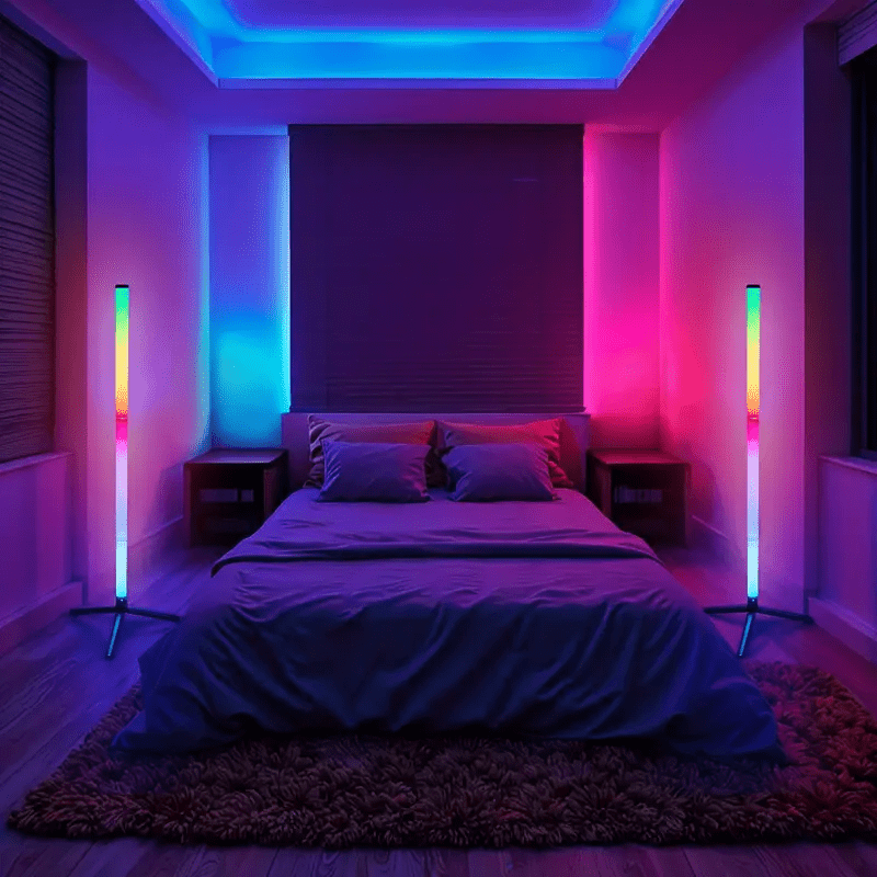 Lampadaire trépied LED RVB avec télécommande, colonne de 110 cm