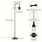 Lampadaire noir col de cygne à ampoule apparente E27, 157 cm