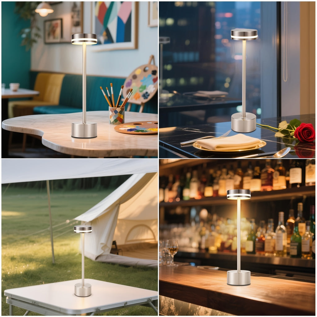 Lot de 2 lampes de table LED sans fil dorées à tige fine, 31,5 cm