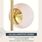 Lampadaire à globes en verre opalin, un ou trois globes, doré ou noir
