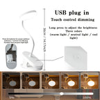 Lampe à pince tactile blanche à piles ou USB, col de 36 cm