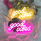 Enseigne néon LED « Good Vibes » sur plaque acrylique, rose ou blanche
