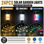 Lot de 24 balises solaires de jardin noires à 3 lumières, IP44