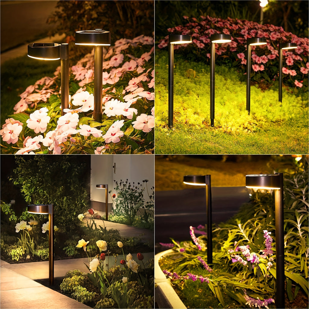 Bornes solaires de jardin à tête ronde, 2 hauteurs, par 8 ou 16