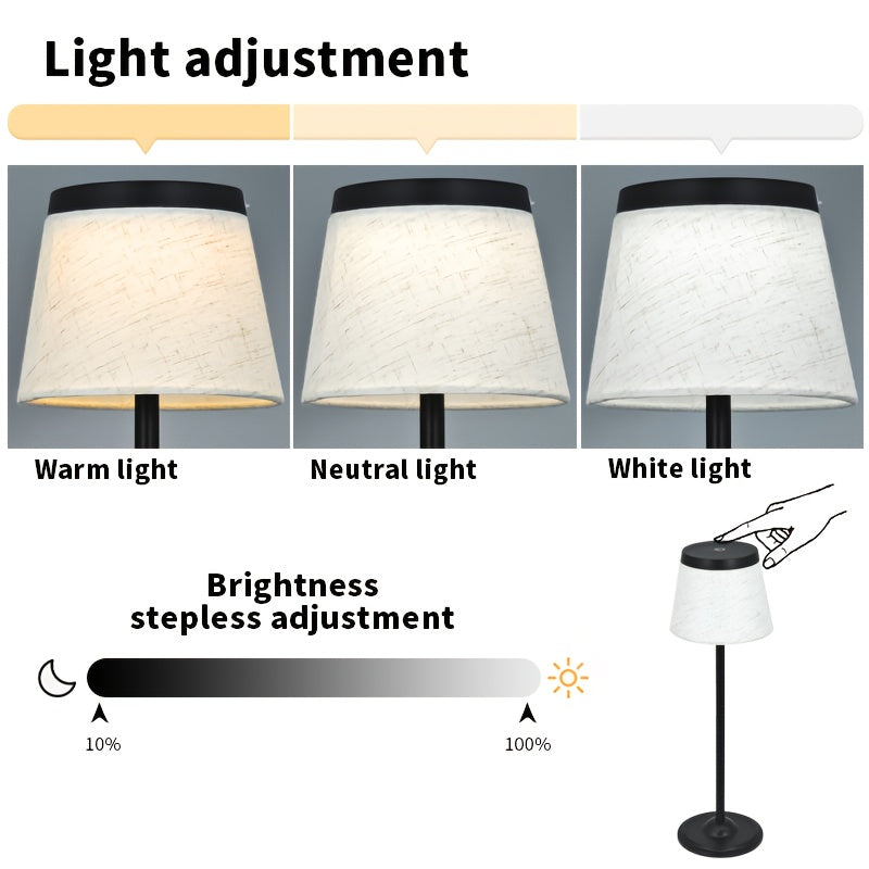Lampe de table LED sans fil à abat-jour en tissu, 37,5 cm, 4 coloris