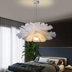 Suspension lotus à pétales blancs superposés, Ø 50 cm, douille E27