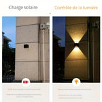 Applique murale solaire double faisceau blanc chaud, angle réglable