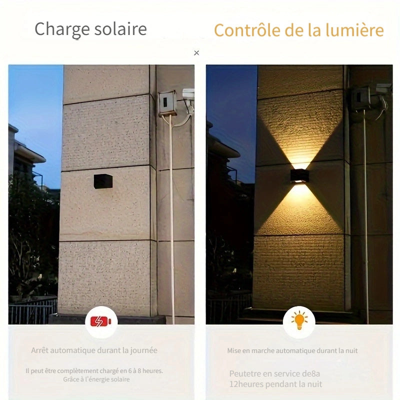Applique murale solaire double faisceau blanc chaud, angle réglable