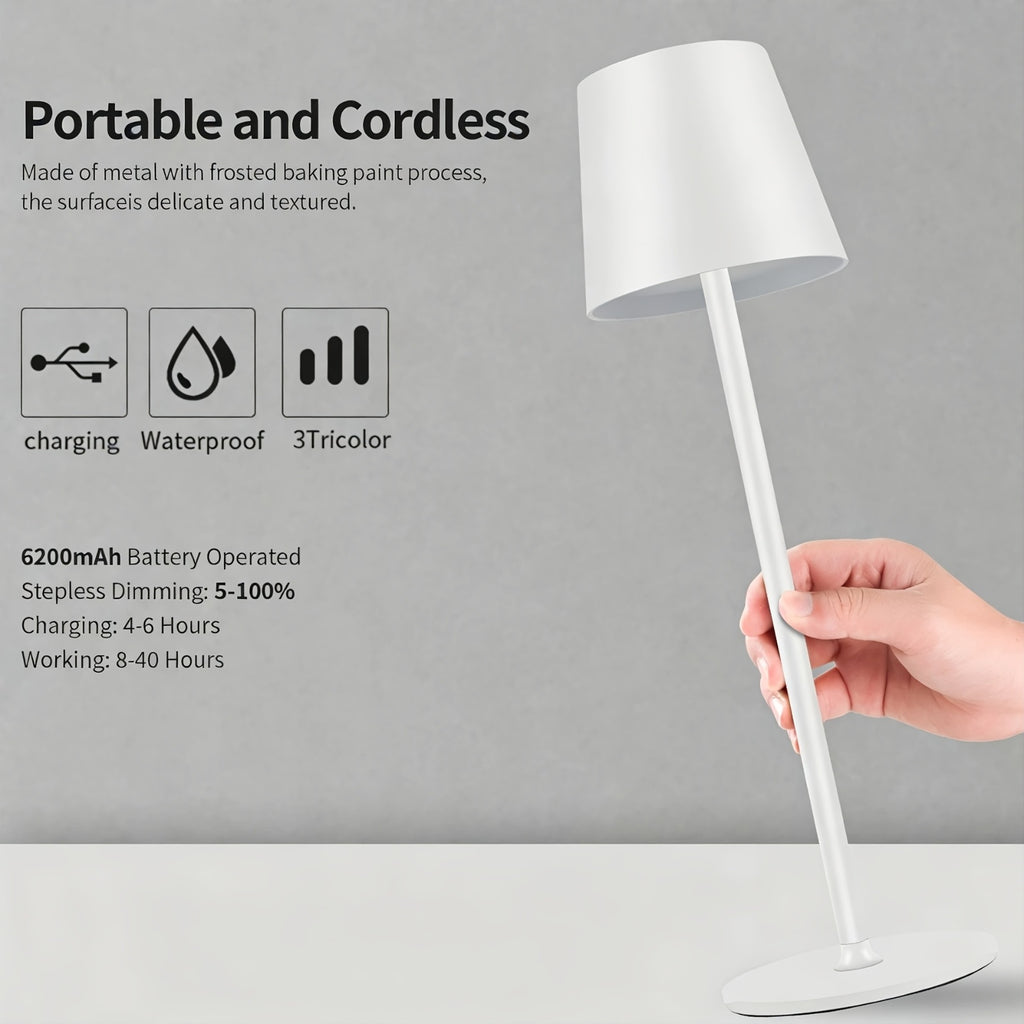 Lot de 2 lampes de table sans fil en aluminium, étanches IPX7