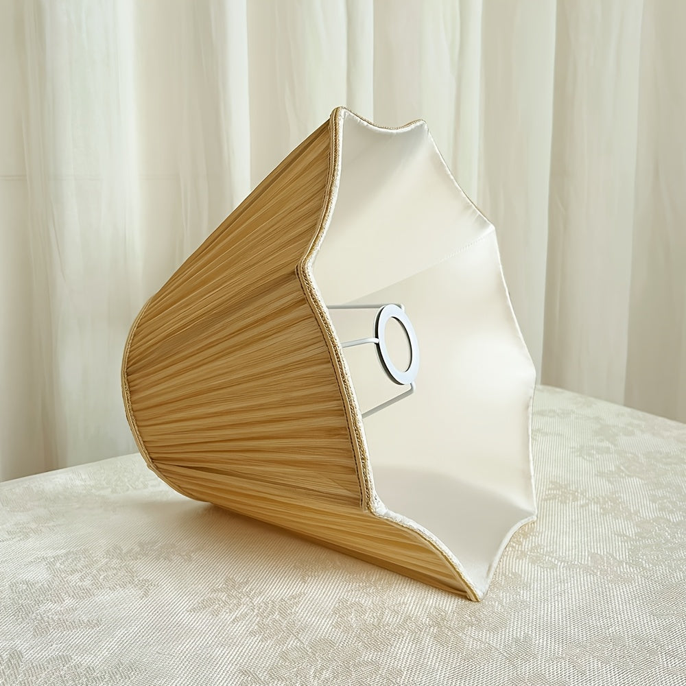 Abat-jour plissé beige doré à base festonnée en étoile, Ø 35 cm