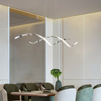 Lustre LED double vague en aluminium, doré ou argenté, 94 cm