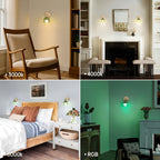 Applique murale sans fil rechargeable, tulipe de verre vert, RVB