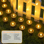 Guirlande solaire de jardin à spots ronds sur piquets, 10 modes