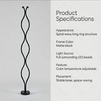 Lampe de sol LED ondulée noire effet cristal, trois teintes, 117 cm
