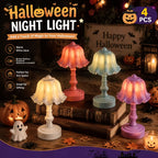 Lot de 4 mini lampes à pile bouton, abat-jour festonné pastel