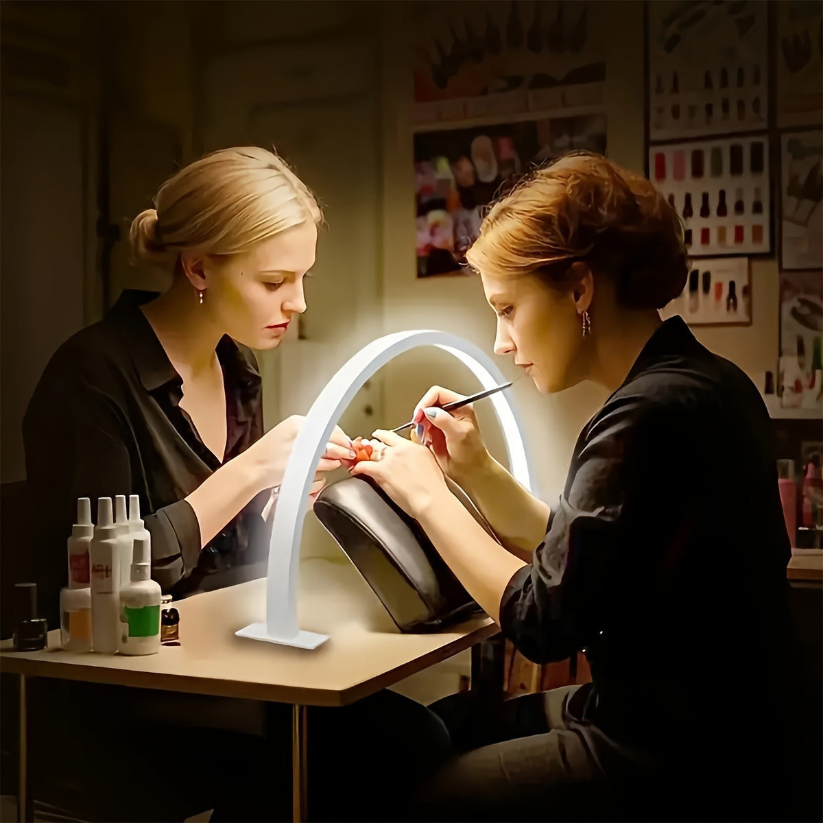 Lampe de bureau LED demi-lune blanche, arche de 42 cm à 3 teintes