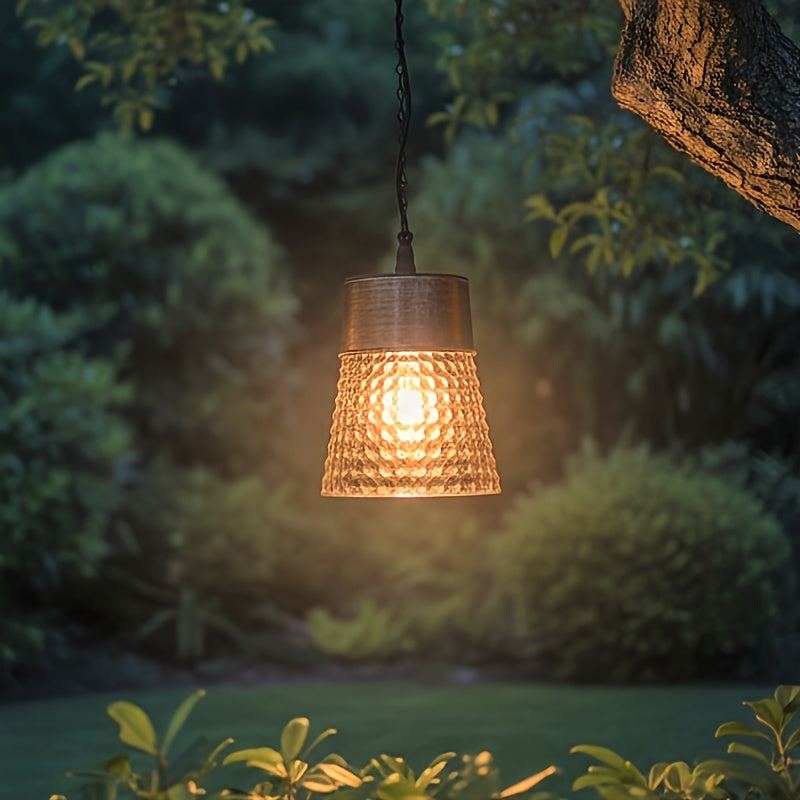 Suspension solaire d'extérieur effet cuivre, diffuseur ciselé, IP44
