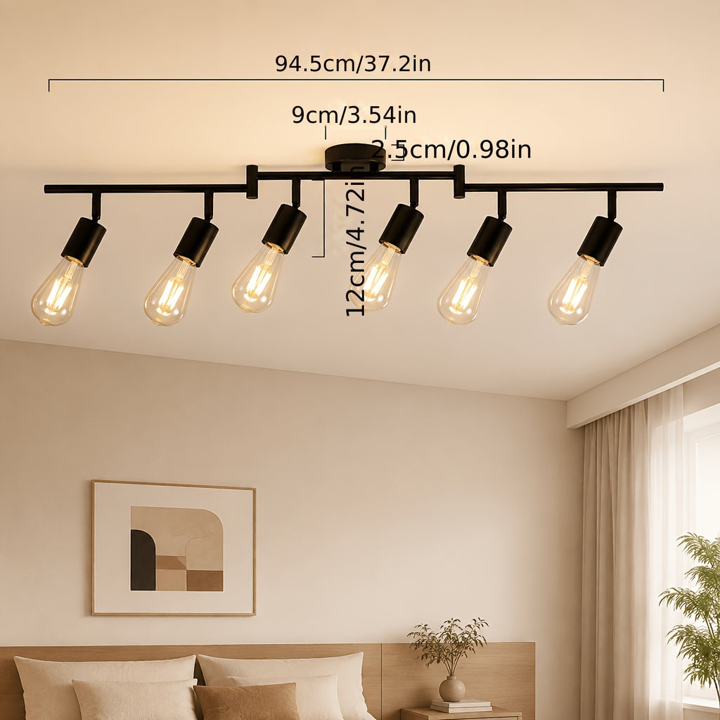 Plafonnier spots noir à douilles E27 orientables, de 2 à 6 lumières