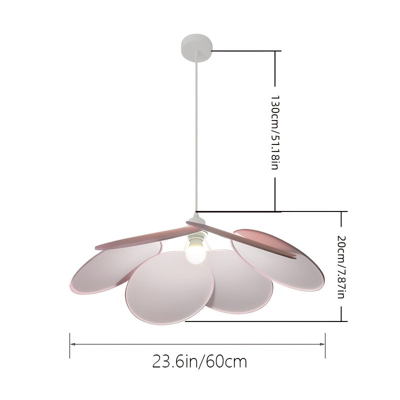 Suspension fleur à larges pétales rose poudré, Ø 60 cm, douille E27