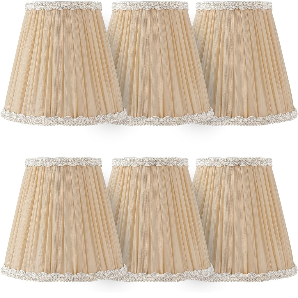 Lot de 2 abat-jour à clip plissés champagne pour lustre, Ø 12 cm