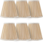 Lot de 2 abat-jour à clip plissés champagne pour lustre, Ø 12 cm
