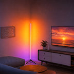 Lampadaire d'angle LED RVB sur trépied, synchronisé à la musique