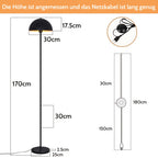 Lampadaire dôme noir à intérieur doré de 170 cm, douille E27