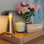 Lampe champignon sans fil en métal brossé, batterie 1800 mAh
