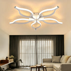Plafonnier LED fleur à cinq branches courbes, Ø 80 cm, noir ou blanc