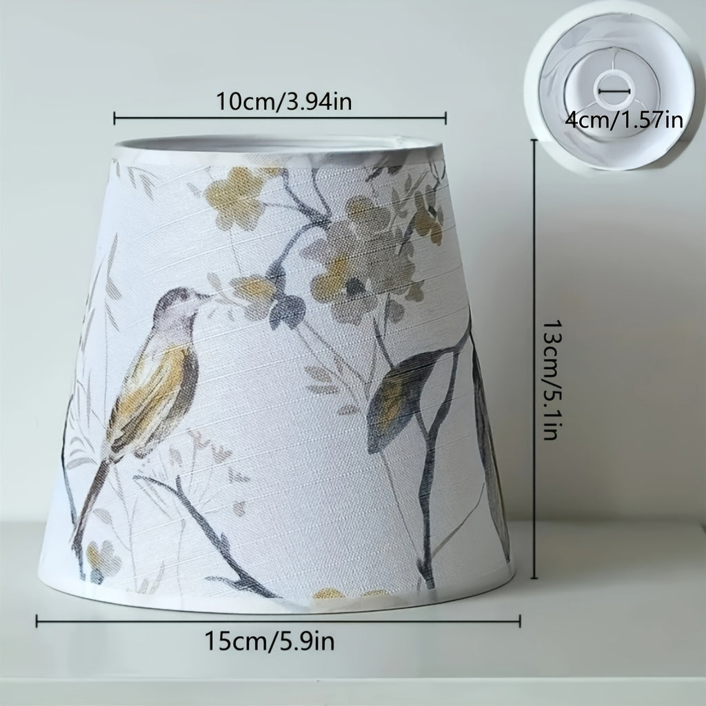 Lot de 2 petits abat-jour en tissu imprimé oiseaux et fleurs