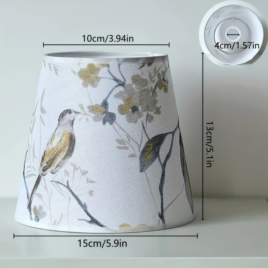 Lot de 2 petits abat-jour en tissu imprimé oiseaux et fleurs