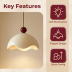 Suspension dôme ondulé blanc laiteux et perle bordeaux, Ø 28 cm