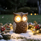 Lampe solaire hibou en résine pour jardin, yeux lumineux, 19,5 cm