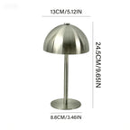 Lampe champignon sans fil à dôme métallique, doré ou argenté