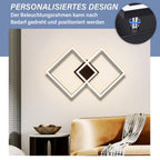 Plafonnier LED à deux cadres carrés pivotants noirs, 65 cm