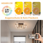 Plafonnier LED trois carrés superposés 40 cm, veilleuse et minuterie