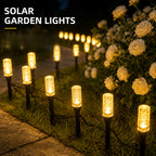 Guirlande solaire tubes à bulles sur piquets, 10 lampes, 12 modes
