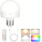 Applique murale dorée sans fil, lot de 2, ampoule E27 rechargeable RVB