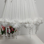 Abat-jour plissé à pampilles de dentelle et perles, blanc, Ø 26 cm