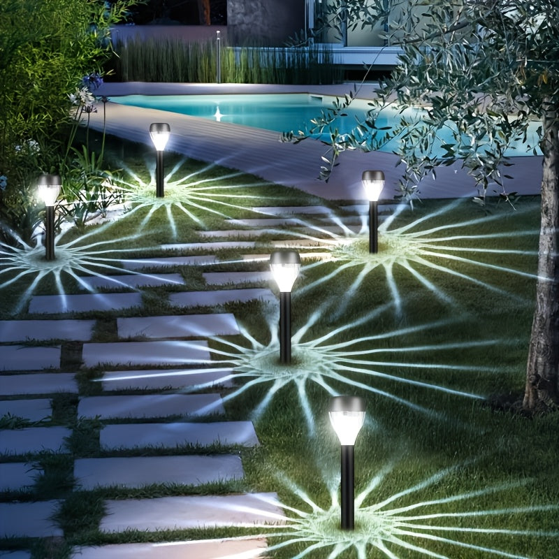 Lot de 10 lampes solaires sucette à tête torsadée pour allée
