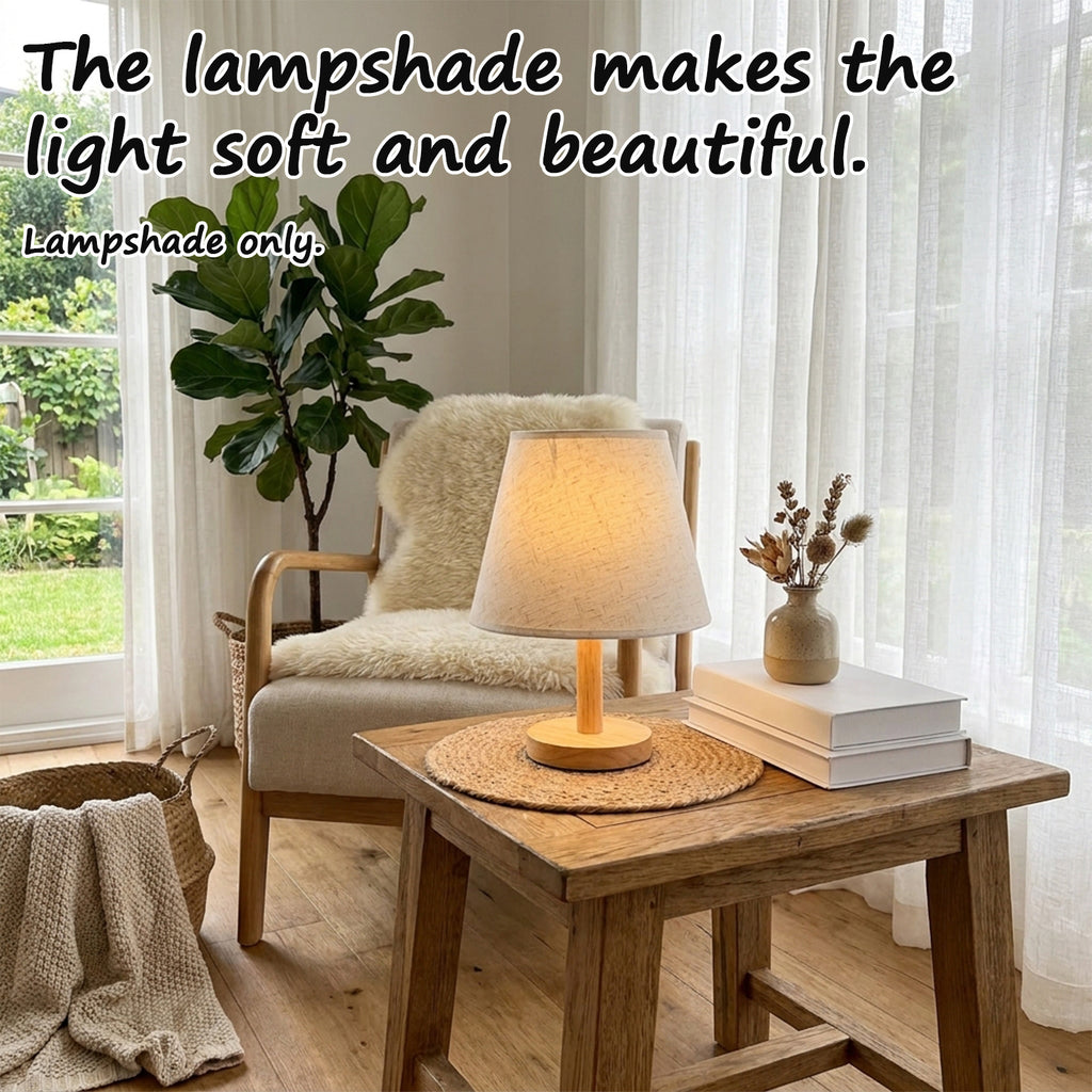 Abat-jour conique en toile de lin beige pour lampe et applique