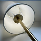 Lampe de chevet sans fil rétro, tige finition laiton et cône en tissu