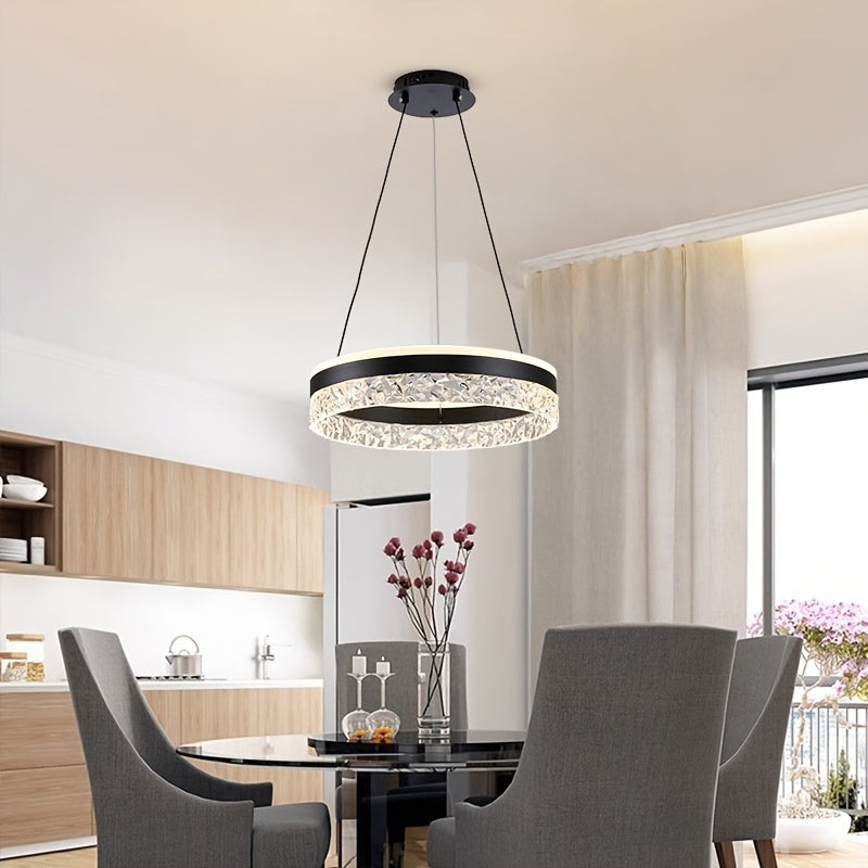 Suspension anneau LED Ø 40 cm, diffuseur effet glace, trois teintes