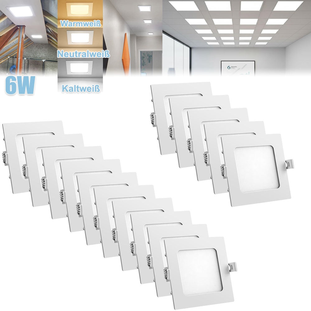 Lot de 15 spots LED encastrables carrés 6 W, 11,8 cm, extra-plats