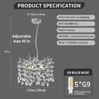 Lustre argenté à rameaux et pampilles de cristal, 5 lumières, Ø 30 cm