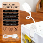 Mini lampe de lecture à pince blanche rechargeable, col de 13 cm