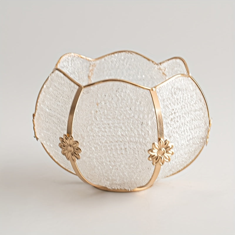 Abat-jour tulipe à armature dorée et marguerites, Ø 16,3 cm